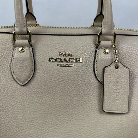 Coach Rowan Large Satchel Bag Crossbody CV960 In Leather/Gold/Ivory NWT - Picture 3 of 8